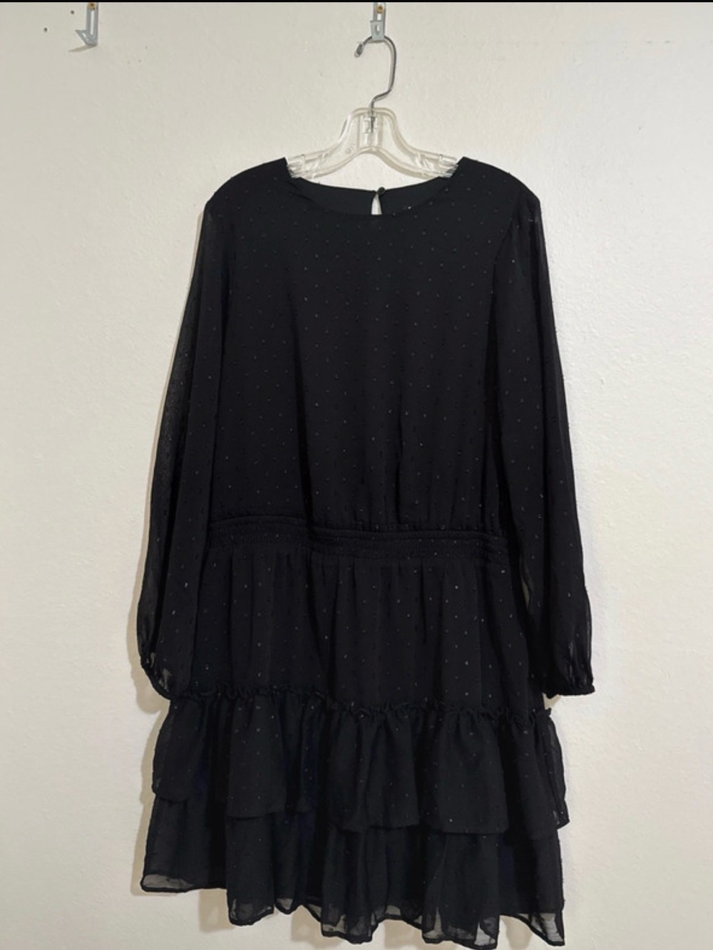 Express Black Tiered Long-Sleeve Wedding Dress